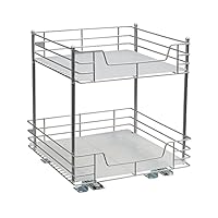 Household Essentials Nickel Glidez 2 Tier Pantry Pull Out Organizer | 15 Inch Wide, 15”