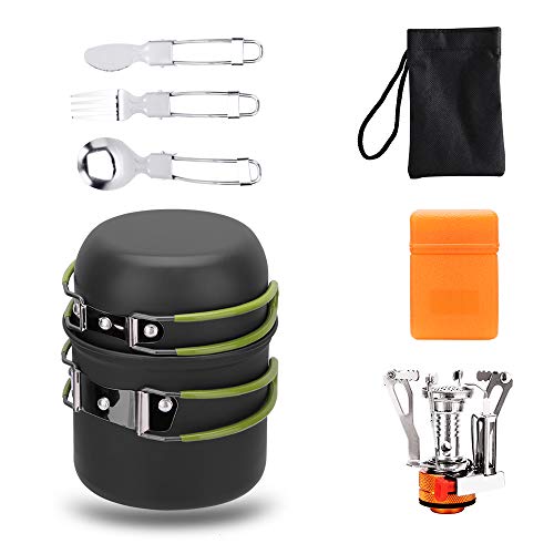 Lion Camping Cookware Mess Kit，Lightweight Pot Stove Tank Bracket Knife Fork Spoon and Cup for Outdoor Camping Backpacking Hiking and Picnic - Thumbnail 5
