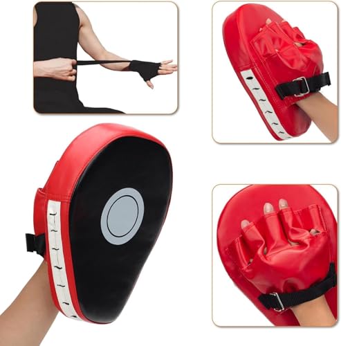 Ssumght 4-in-1 Kids Boxing Gloves and Punching Mitts Set, Boxing Pads with Boxing Reflex Ball, Kid Boxing Equipment Set with Hand Wrap for MMA Training, Muay Thai, Karate,6oz