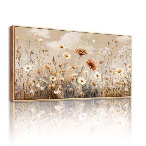 SERIMINO Modern Living Room Decoration Paintings, Frames for Large Decorative Canvas, Vintage Decorative Flowers Prints, Paintings, Nature, Hallways, Dining Room, Bedroom, 50 x 100 cm