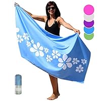 Tuvizo Beach Towel - Microfiber Quick Dry Sand Free Oversized Towels with Travel Bag 71 x 31" (Blue)