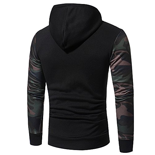 Hoodie Sweatshirt For Men,Clearance Sale-Farjing Mens' Camouflage Long SleevePrint Hooded Sweatshirt Tops Jacket Coat Outwear(XL,Black )