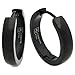 Stainless Steel Curved Face Round Hoop Men Earrings Polish Black 20mm