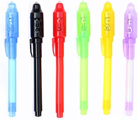 Invisible Ink Pen Spy Pen Magic Marker Secreat Message Writer with UV Light Currency Checking Technical Drawing Pens Party Favors Goody Stuffer Ideal for Kids Fun Activity