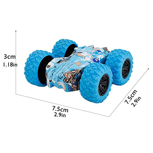 Rabung Inertia-Double Side Pull Back Cars Friction Powered Vehicles, Stunt Graffiti Car Off Road Model Toy Car Best Birthday Party Festival Gift for Kids (Bule)