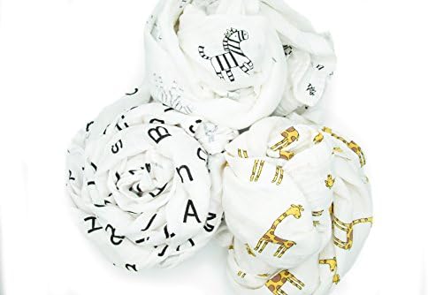 Pack of 3 x Organic Cotton Breathable Muslin Baby Swaddle Blankets - Multiuse