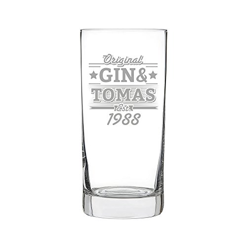 AMAVEL Longdrinkglas mit Gravur, Original Gin und, Personalisiert mit Namen und Jahreszahl, Cocktailglas – Bild 2