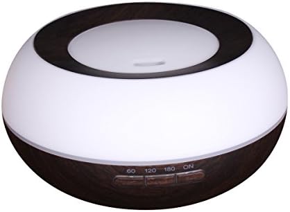 Fenjun - New Ultrasonic Home Humidifier Indoor Wood Grain Essential Oil 300ml Aromatherapy Machine Atomization Air Purifier 7 Colors (Dark Brown)