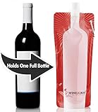 WINE[A]ROO | Portable Foldable Wine Pouch For Women | Bag Holds A Full Bottle | Bonus Clip Included | Gifts & Accessories | Vino Carrier 2 Go (1 Pack, Red)