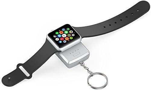 Apple MFI Certified Compact Portable Convenient Key Chain Charger With Rechargeable Battery For Apple Watch 38mm & 42mm Series 1 & 2 by Element Works | Charging Via Micro USB Cable | Silver