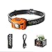 three trees Sensor Brightest LED -with Red Light Rechargeable Headlamp Flashlight for Kids Men and Women,Waterproof Perfect for Running, Walking,Reading,Camping Adjustable in 200 Lumens (Orange)
