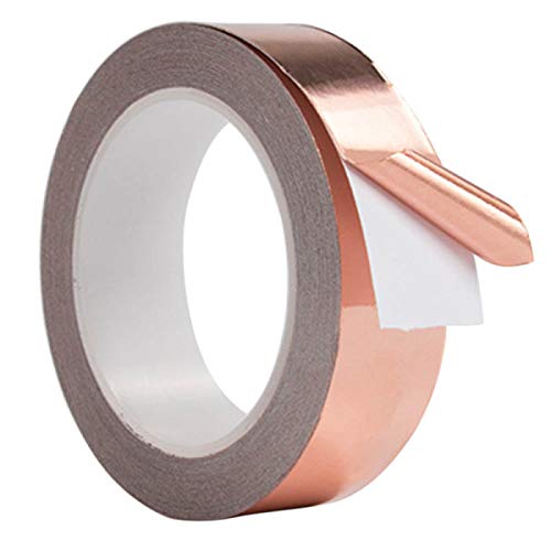 TOOLSTAR Copper Tape, 10mm*10m Single-Sided Copper Foil Tape with Conductive Adhesive for Stained Glass, EMI Shielding,Electrical Repairs(Pack of 1)