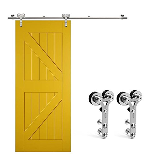Ccjh 5 5ft 167 8cm Modern Stainless Steel Sliding Barn Door Hardware Closet Set Track Roller Hangers For Single Wooden Glass Door Buy Online In Brunei At Brunei Desertcart Com Productid 59442167