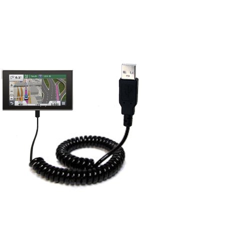 Gomadic USB Charging Data Coiled Cable for the Garmin nuvi 3597 LMTHD Will charge and data sync with one unique TipExchange enabled cable