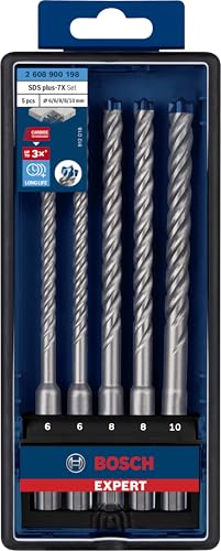 Bosch 5X Expert SDS plus-7X Hammer Drill Bit Set (for Soft Stone, Hard Stone, Ø 6-10 mm, Professional Accessory Rotary Hammer Drill)