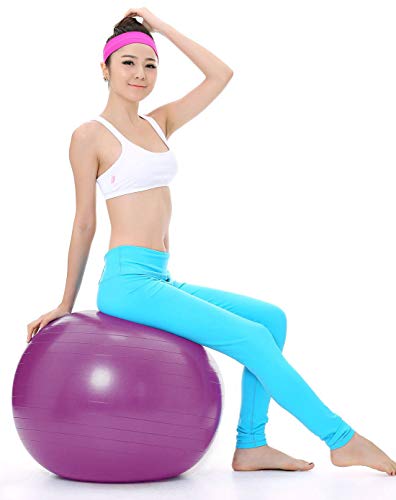 BST POWER Exercise Ball, 45-85cm Extra Thick Yoga Ball Chair, Anti-Burst Heavy Duty Gym Ball Stability Ball Birthing Ball with Quick Pump (Purple, 65 cm)