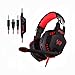 [2015 New Version] eTopxizu Comfortable LED 3.5mm Stereo Gaming LED Lighting Over-Ear Headphone Headset Headband with Mic for PC Computer Game with Noise Cancelling & Volume Control Red