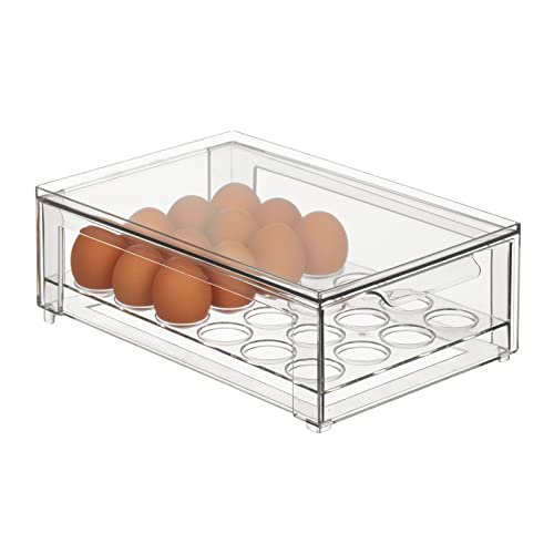 mDesign Stackable Egg Storage Container Box with Sliding PullOut