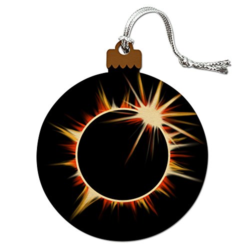 Total Solar Eclipse Painted Wood Christmas Tree Holiday Ornament