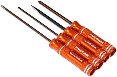 RMRC Professional Screw Driver Set - Phillips &amp; Flat Head - Color coded to size - Long handle - Anodized Aluminum grips …