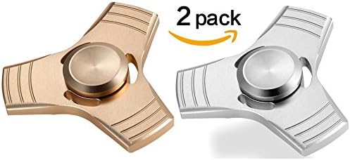 Fidget Hand Spinner, (2-Pack) Anti-Anxiety Stress Relief Up Metal Triangle EDC Anti-Stress Toy (Gold/Silver)