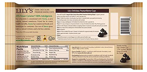 Lily`s Sweets Dark Chocolate Chips, 9 Ounce (Pack of 12)
