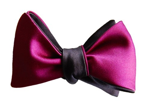 Knot Theory Butterfly Bow Tie Classic Black & Purple Reversible 4-Way Tailor Hand Made Impeccable Top Quality James Bond Collection