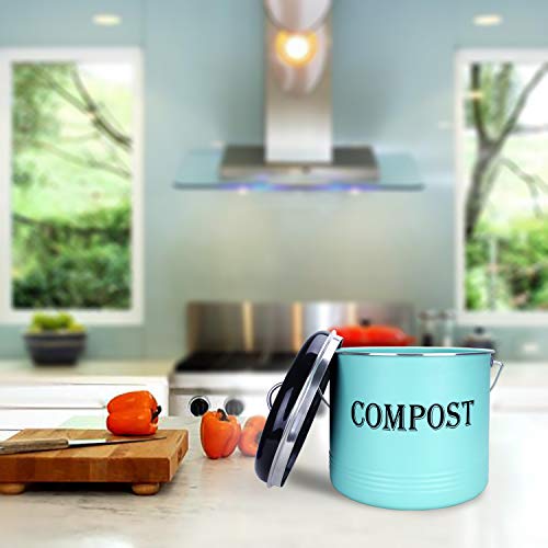 1.3 Gal Compost Bin for Kitchen Countertop With 7 BONUS Charcoal
