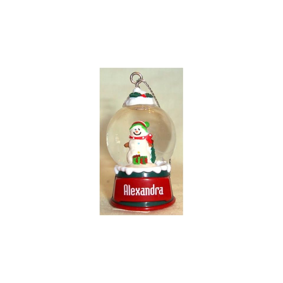 Alexandra Christmas Snowman Snow Globe Name Ornament on PopScreen