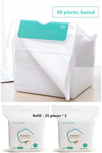 1 box of 50 pcs Disposable Towel for Washing Face Cotton Pads Cosmetic Cotton Add 50 replacement refill Can be wet and dry
