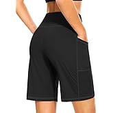Blouty Women's 9" Bermuda Long Shorts with Pockets High Waisted Knee Length Shorts for Women Workout Athletic Casual