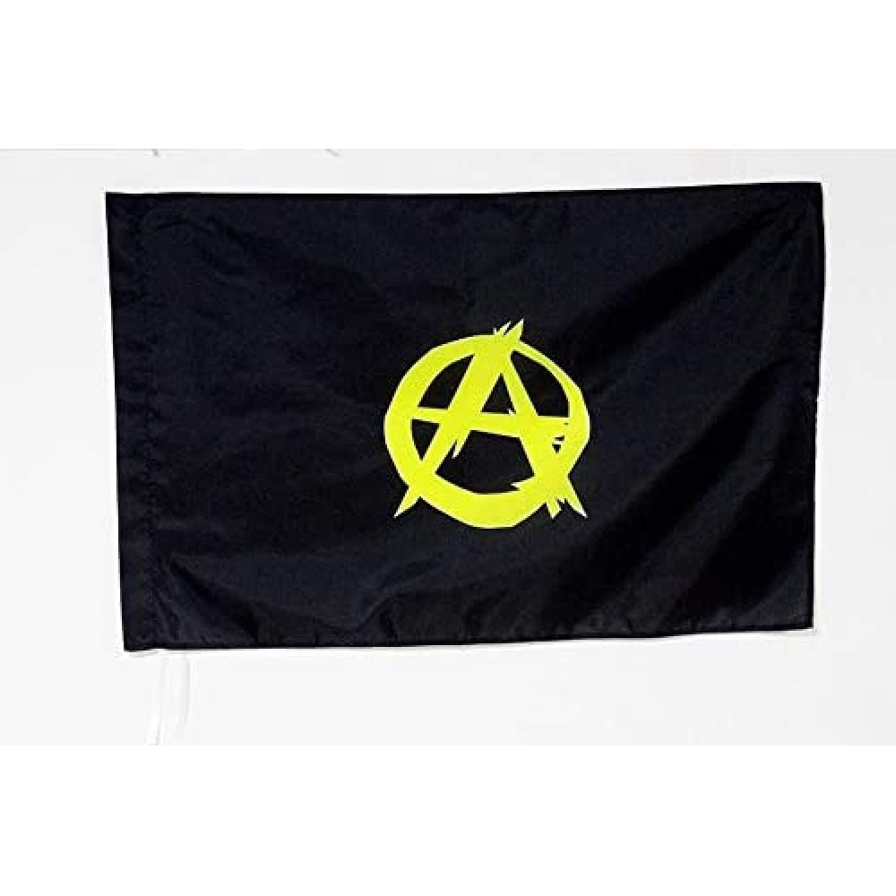 AZ FLAG - Anarchism Yellow star Flag - 2x3 Ft - anarchist Banner with Sleeve - 100% Polyester - Fade Resistant - Vivid Colors - 2' x 3' Feet - 90x60 Cm