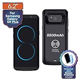Never Run Out NRO Galaxy S8 Plus Battery Case (6.2 Inch) 5500mAh Wireless Charging Case Portable Extended Battery Pack with Tempered Glass Screen Protector