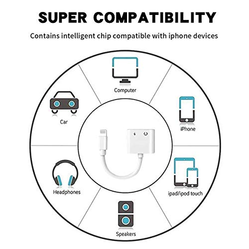 Headphone Adapter for iPhone Charger Jack AUX Audio 3.5 mm Jack Adapter for iPhone Adapter Compatible with iPhone 7/7 Plus/8/8 Plus/11/X/XS/XSMAX Dongle Accessory Connector Compatible All iOS Systems