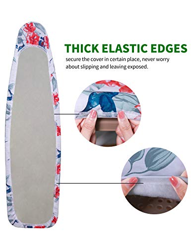 Sunkloof Scorch Resistance Ironing Board Cover and Pad Resists Scorching and Staining Ironing Board Cover with Elasticized Edges and Pad 15"x54" 4 Fasteners and 1 Large Protective Scorch Mesh Cloth