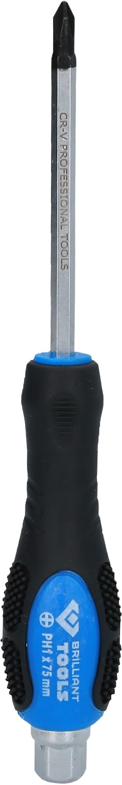 BRILLIANT TOOLS BT034808 Phillips Screwdriver with Impact Cap, PH1 [Powered by KS Tools]