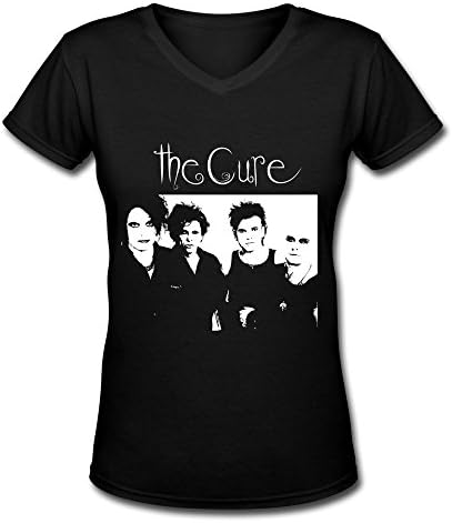 Black V Neck T Shirt For Women The Cure Rock Band
