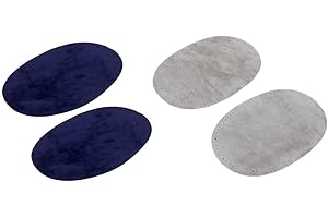 2 Pairs Pairs Sew-On Suede Oval Elbow Knee Patches for Sweater Pants Repair Craft Grey/Blue Attractive and Fashion