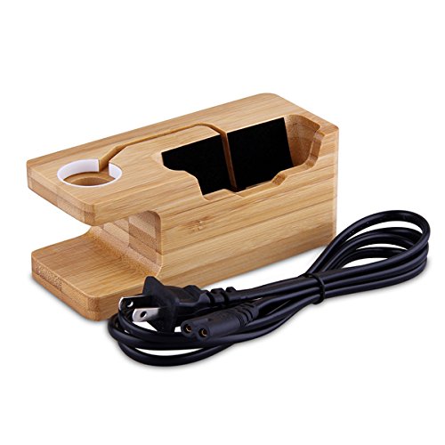 Watch Charging Bracket, MWAY Bamboo Wooden Charging Stand for Apple Watch,3.0 Hub Charger Cradle Holder/Dock for iPhone,Samsung,Android,All Smartphone,3 USB Ports 5V 3A 1 - Thumbnail 7