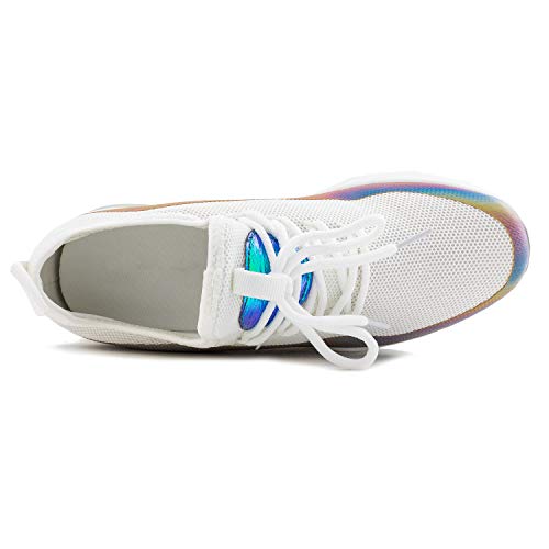 RF ROOM OF FASHION Women's Dad Sneakers Lace-up Chunky Platform Shoes White Size.7.5