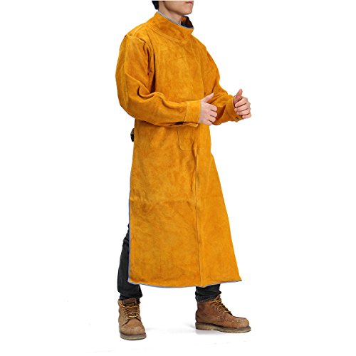 Durable Leather Welding Long Coat Apron Protective Clothing Apparel Suit - Thumbnail 2