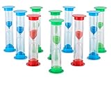Sand Timer Set (1 Min) Large 10pcs Pack - Colorful Set of One Minute Hour Glasses for Kids, Adults - Colors: Blue, Green, Red by Jade Active