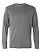 Champion Men's Long Sleeve Double-Dry Performance T-Shirt, Stone Grey, Medium