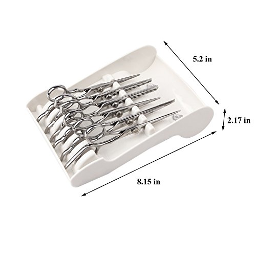 Ozzptuu Professional ABS Salon Scissors Holder Racks Barber Shop Shears Stand Organizer Storage Tray Keeper Available for 6 Scissors for Hairdressers Hair Stylist (White)