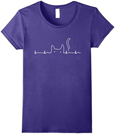 Womens HEART BEAT CAT SHIRT Medium Purple