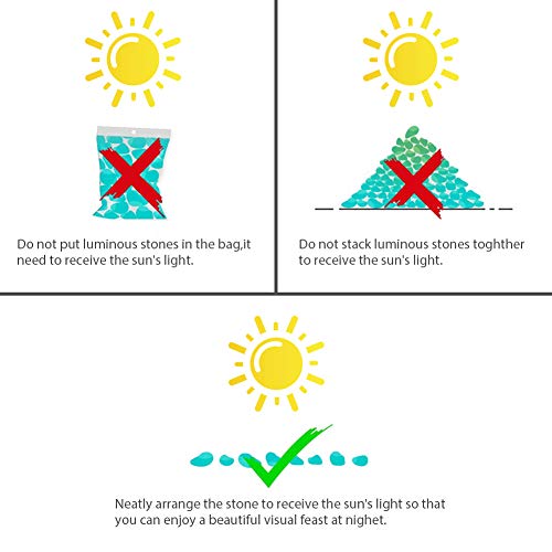 SallyFashion Leuchtsteine, 500g Leuchtende Kieselsteine Leuchtkiesel Dekosteine für Gehwege Aquarium Pflanzen Garten Kinderzimmer Dekoration