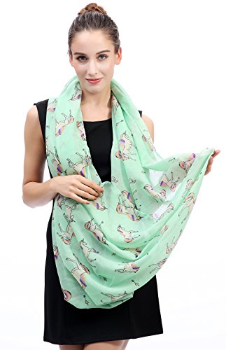 Lina & Lily Unicorn Horse Print Infinity Women's Scarf Lightweight (Mint Green)