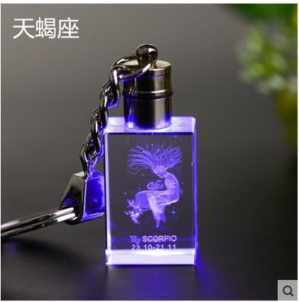 2#creative DIY Gifts Colorful Lights 3 D the Zodiac Crystal Key Chain Car Accessories (Scorpio)