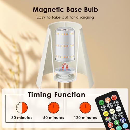 Battery Operated Wall Lights Set of 2, 10000mAh Rechargeable Wireless Wall Sconces with Remote, Dimmable 9 RGB Colours & 4 Light Temperatures, Magnetic Detachable Bulbs, for Bedroom Living Room