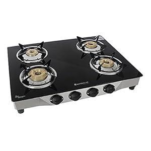 Wonderchef Brass 4 Burners Gas Stove, Black